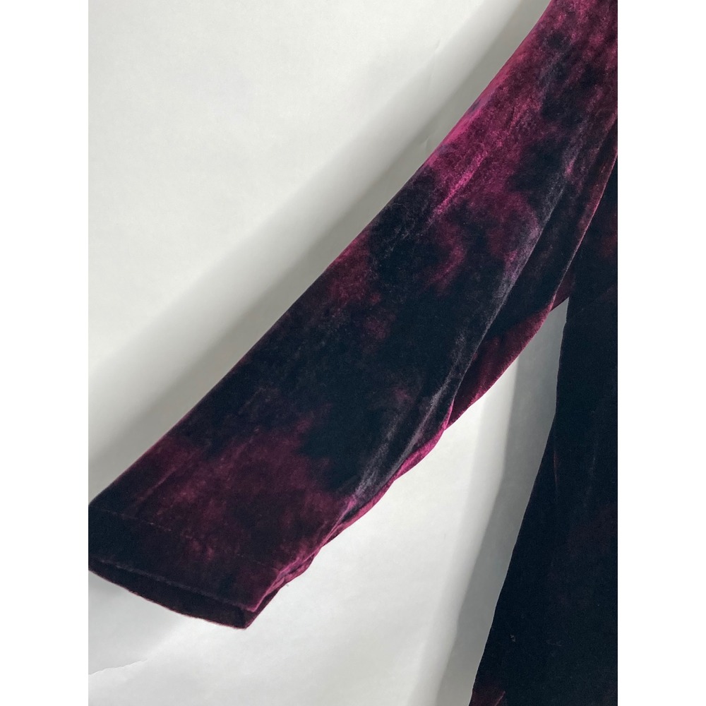 Pure Jill Women Velvet Tunic Top Plum Purple Tie Dye V-Neck XL Petite Whimsigoth - Picture 5 of 10